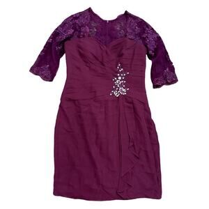 Make You Pretty Formal A-Line Mid Sleeve Lace/Sequin Dress w Cardigan, Size 14‌‌